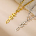 Necklace with Messianic Menorah and Star of David pendant, gold