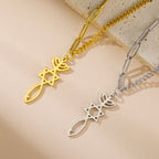 Necklace with Messianic Menorah and Star of David pendant, gold