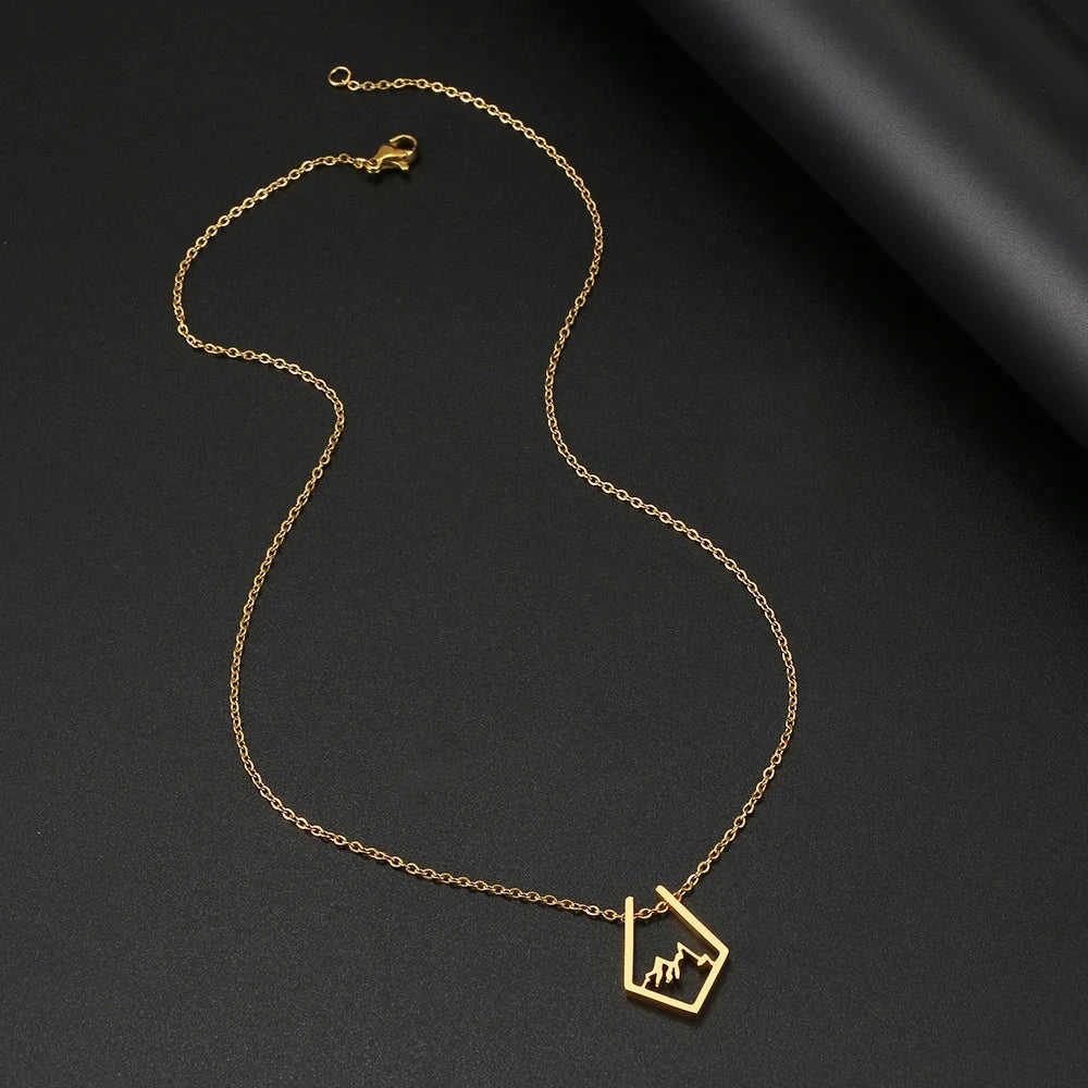 Necklace with Gold Mountain Pendant