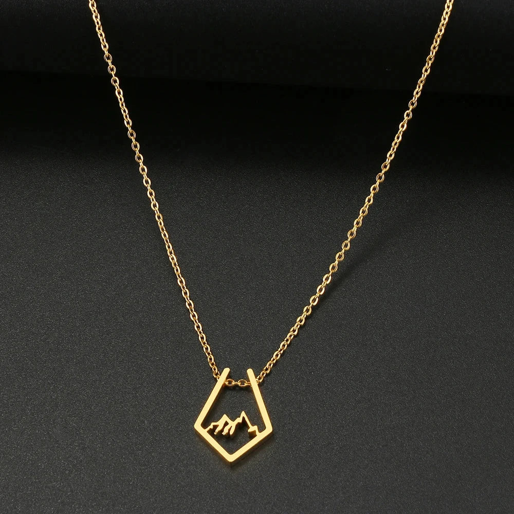 Necklace with Gold Mountain Pendant