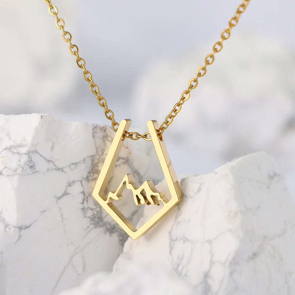 Necklace with Gold Mountain Pendant