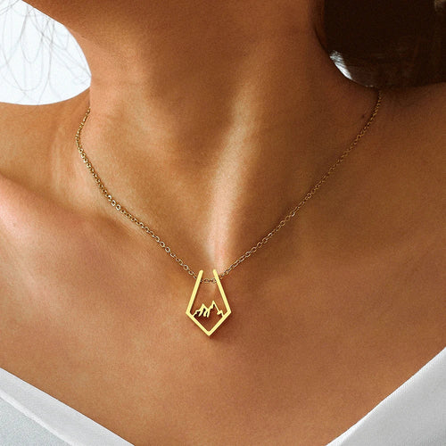 Necklace with Gold Mountain Pendant
