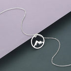 Necklace with Mountain Pendant for Men or Women silver