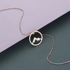 Necklace with Mountain Pendant for Men or Women rose gold