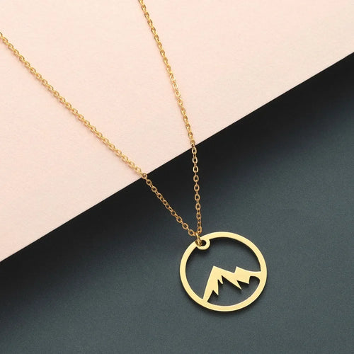 Necklace with Mountain Pendant for Men or Women gold