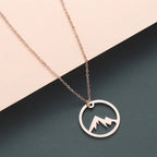 Necklace with Mountain Pendant for Men or Women rose gold