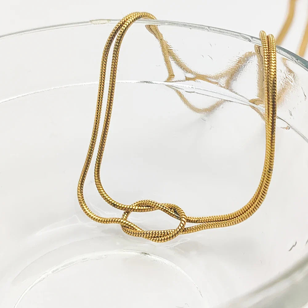 Necklace with Minimalist Knot Pendant gold
