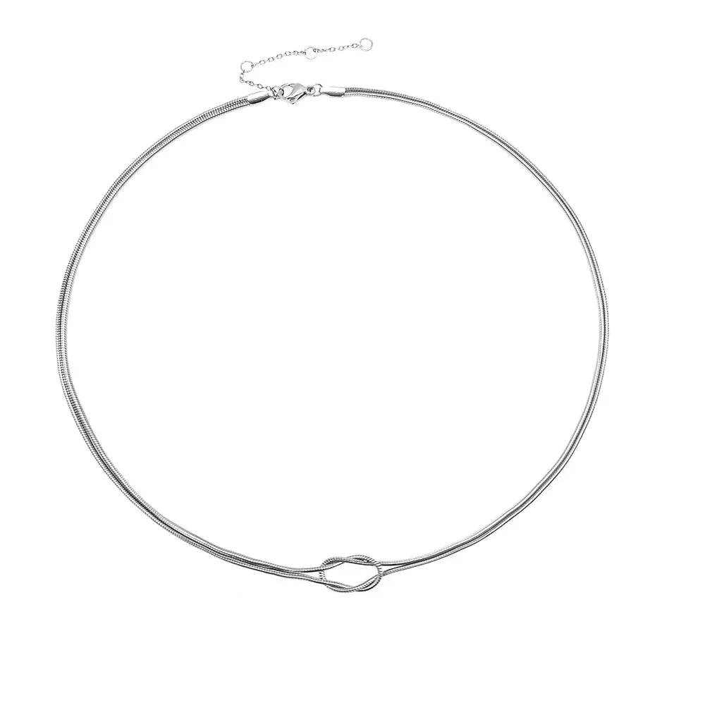 Necklace with Minimalist Knot Pendant silver
