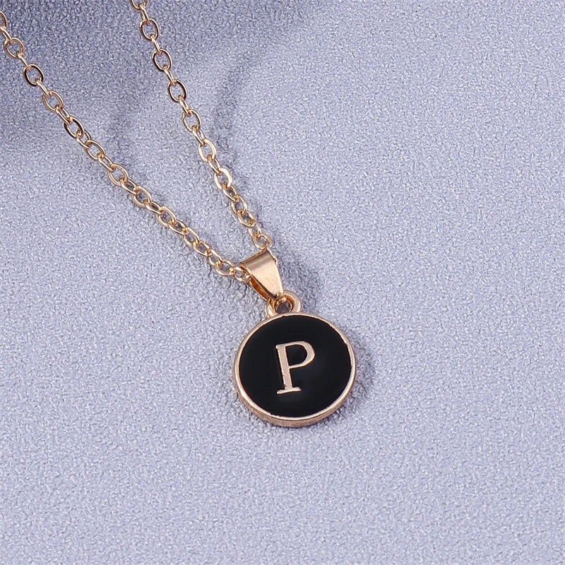 Colorful Initial Pendant Necklace p