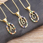 Oval initial pendant necklace
