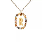 Oval initial pendant necklace r