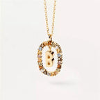 Oval initial pendant necklace b