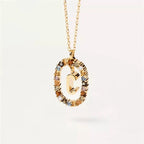 Oval initial pendant necklace c