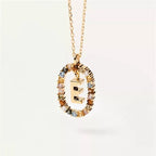Oval initial pendant necklace e