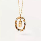 Oval initial pendant necklace h
