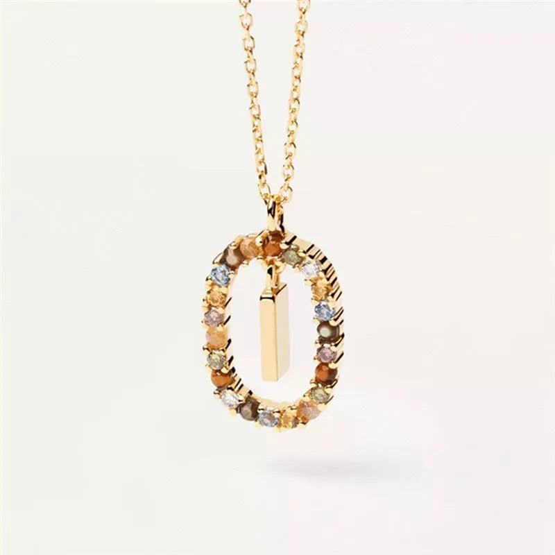 Oval initial pendant necklace i