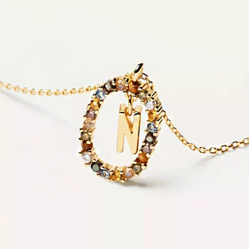 Oval initial pendant necklace n