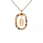 Oval initial pendant necklace o