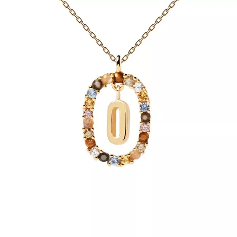 Oval initial pendant necklace o