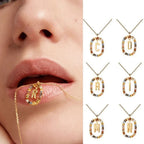 Oval initial pendant necklace r