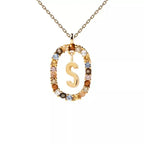 Oval initial pendant necklace s