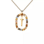 Oval initial pendant necklace t
