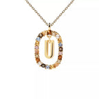 Oval initial pendant necklace u