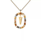 Oval initial pendant necklace v