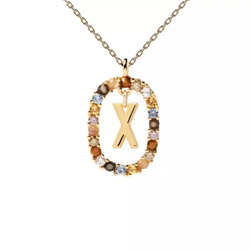 Oval initial pendant necklace x