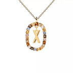 Oval initial pendant necklace x