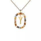 Oval initial pendant necklace y