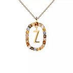 Oval initial pendant necklace z