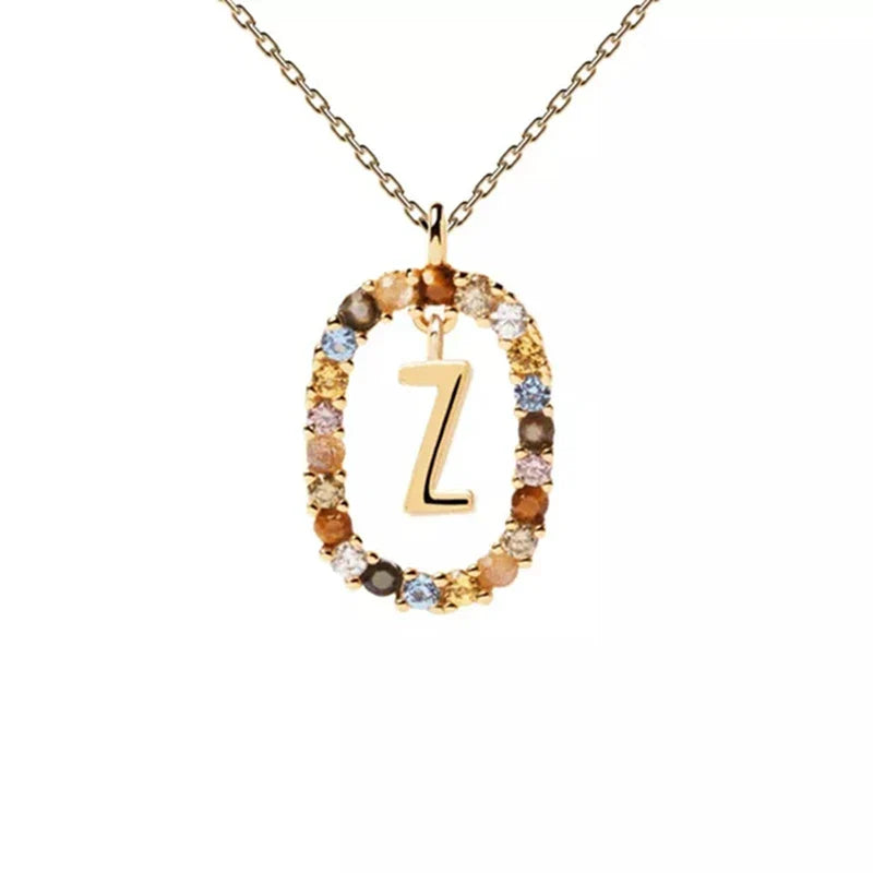 Oval initial pendant necklace z