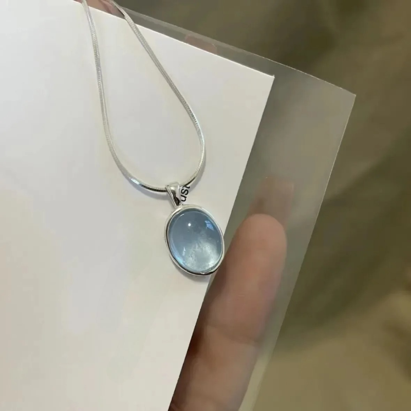 Necklace with Moonstone Oval Pendant