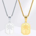 Necklace with geometric palm tree pendant gold
