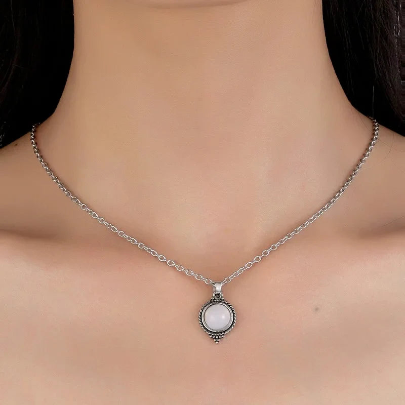 Necklace with Vintage Style Moonstone Pendant