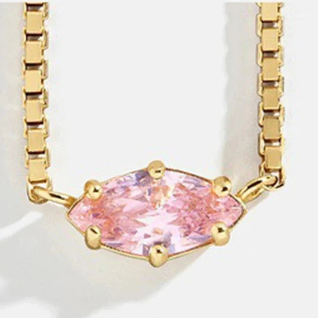 Eye-shaped birthstone pendant necklace October