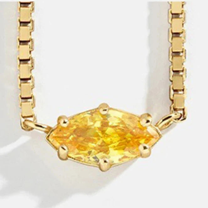 Eye-shaped birthstone pendant necklace November
