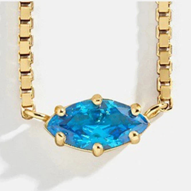 Eye-shaped birthstone pendant necklace December