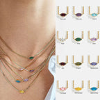Eye-shaped birthstone pendant necklace