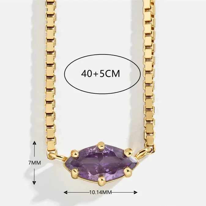 Eye-shaped birthstone pendant necklace