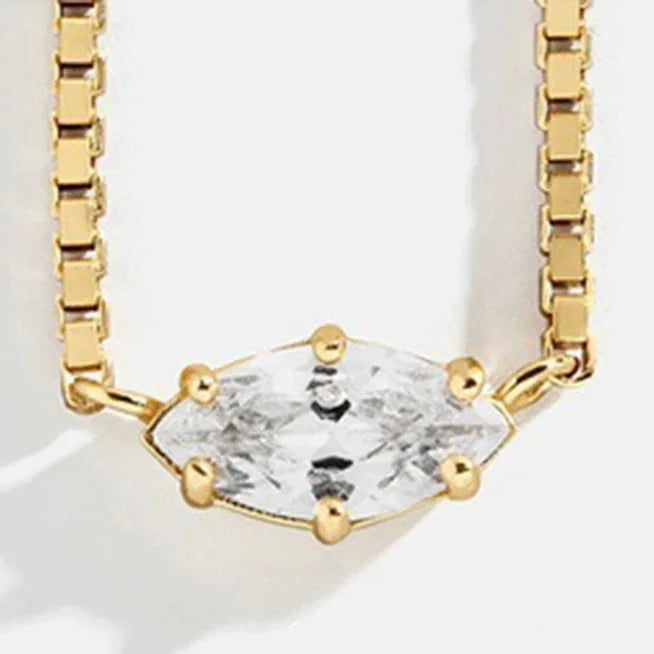 Eye-shaped birthstone pendant necklace April