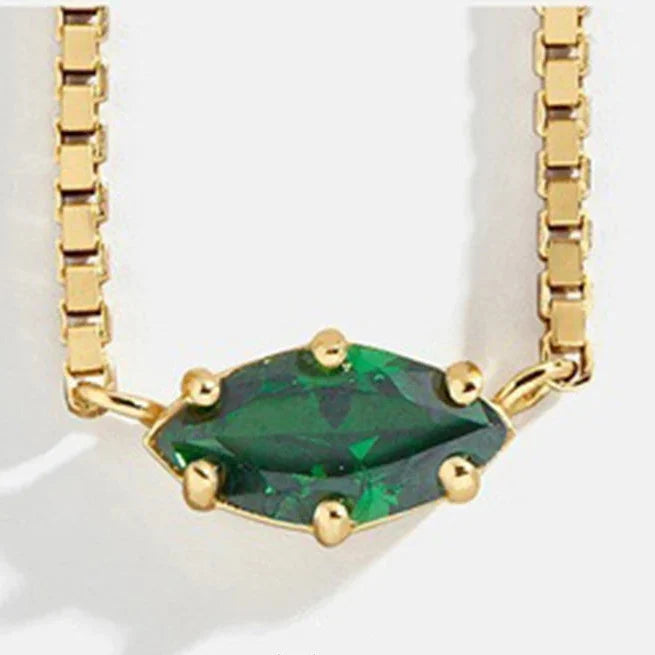 Eye-shaped birthstone pendant necklace May