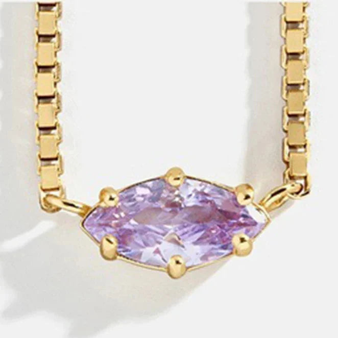 Eye-shaped birthstone pendant necklace June