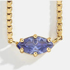 Eye-shaped birthstone pendant necklace September