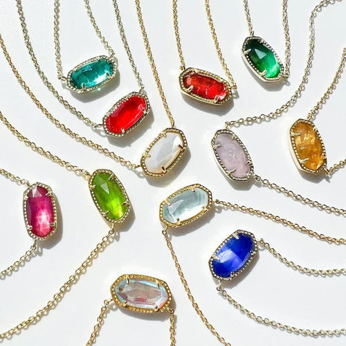 Necklace with Colored Crystal Zodiac Sign Pendant