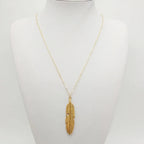 Necklace with Feather Pendant for Men or Women gold