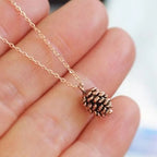 Necklace with Pine Cone Pendant for Women gold
