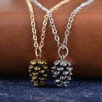 Necklace with Pine Cone Pendant for Women silver