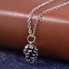 Necklace with Pine Cone Pendant for Women silver